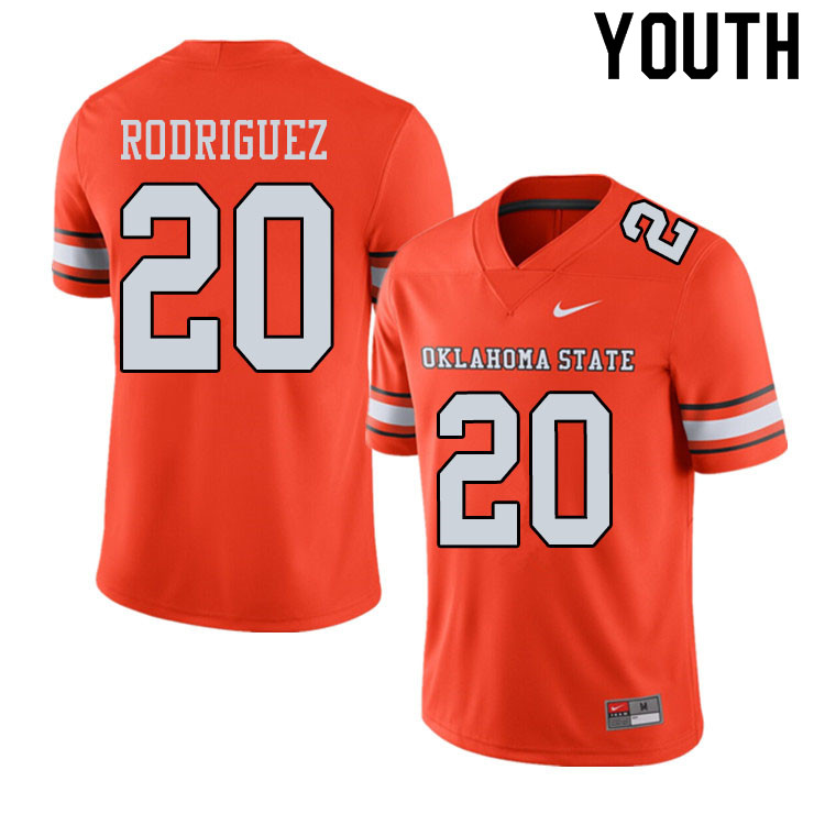 Youth #20 Malcolm Rodriguez Oklahoma State Cowboys College Football Jerseys Sale-Alternate Orange - Click Image to Close